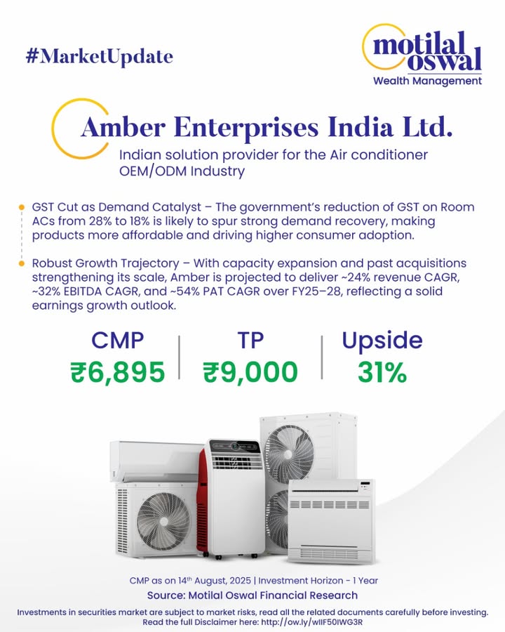  MarketUpdate Amber Enterprises poised for sustainable growth Ambers strong focus on components, client additions elect...