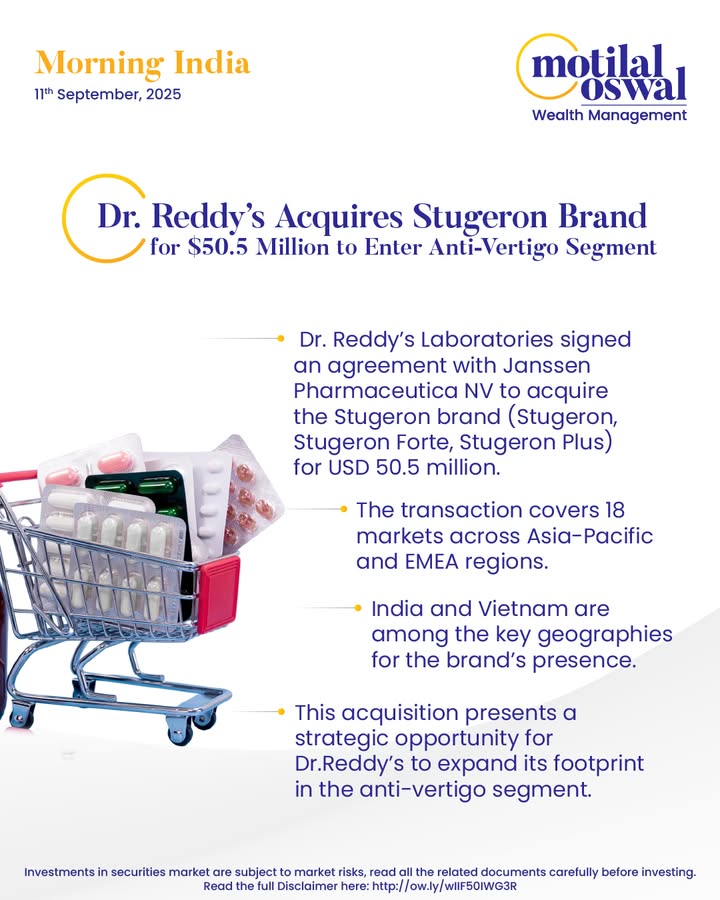  MorningIndia Your daily News tracker Dr. Reddys Acquires Stugeron Brand for 50