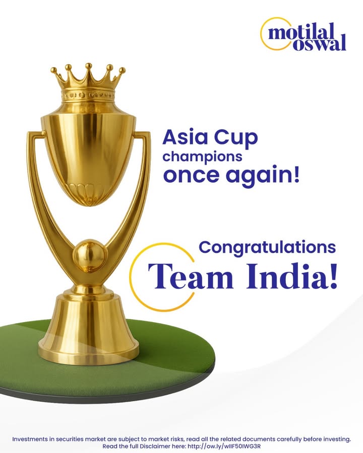 Another cup, another triumph Congratulations, Team India AsiaCup2025 MenInBlue Champions Triumph MotilalOswal