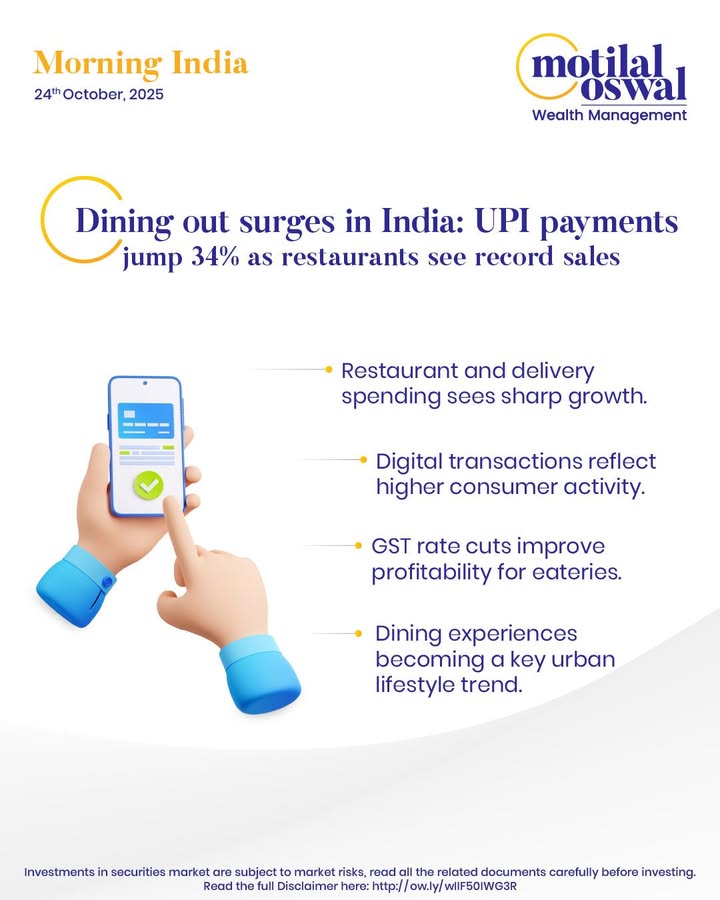  MorningIndia Your daily News tracker Dining out surges in India UPI payments jump 34 as restaurants see reco...