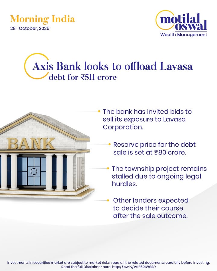  MorningIndia Your daily News tracker Axis Bank looks to offload Lavasa debt for 511 crore Hexaware rejec...