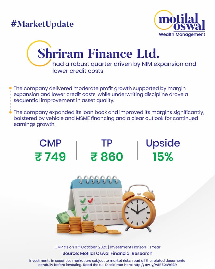  MarketUpdate Shriram Finance posts a strong quarter on healthy margins and lower credit costs Steady margin expansion and ...