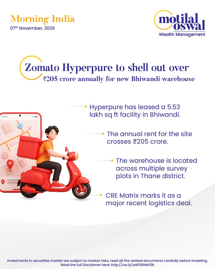 MorningIndia Your daily News tracker Zomato Hyperpure to shell out over 205 crore annually for new Bhiwandi ...