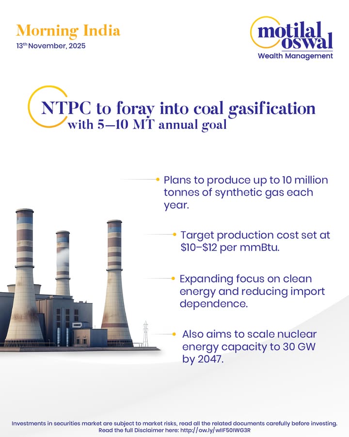  MorningIndia Your daily News tracker NTPC to foray into coal gasification with 5 10 MT annual goal Govt ...