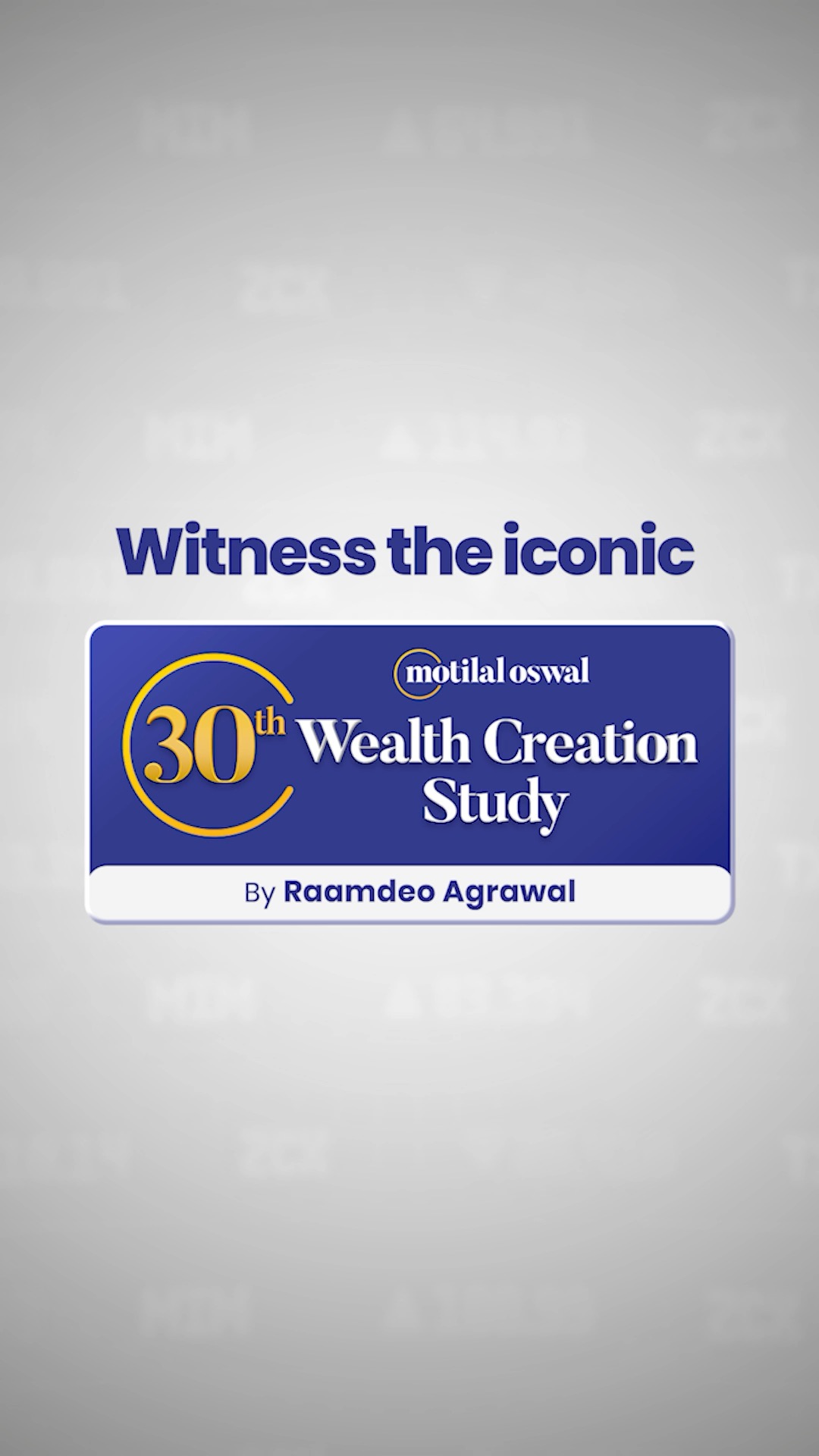 This year, the legacy turns 30. Witness the iconic 30th Wealth Creation Study. Watch Live https youtube
