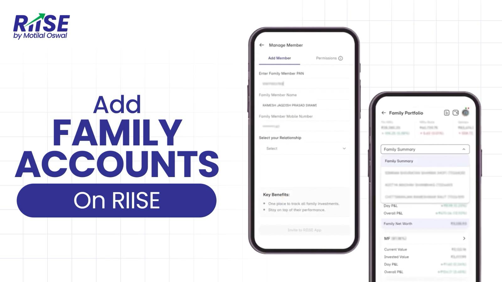 Investments work better when families stay connected. Add family members on RIISE and manage wealth together in one place