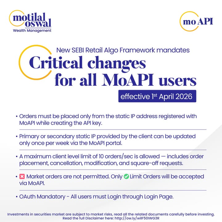 SEBI s new Retail Algo Framework kicks in on 1st April 2026 and it changes the game for every MoAPI user