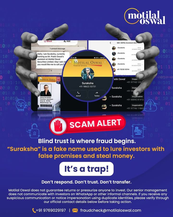 FRAUD ALERT Important Notice for Investors We have identified an individual named Suraksha falsely claiming to be a...