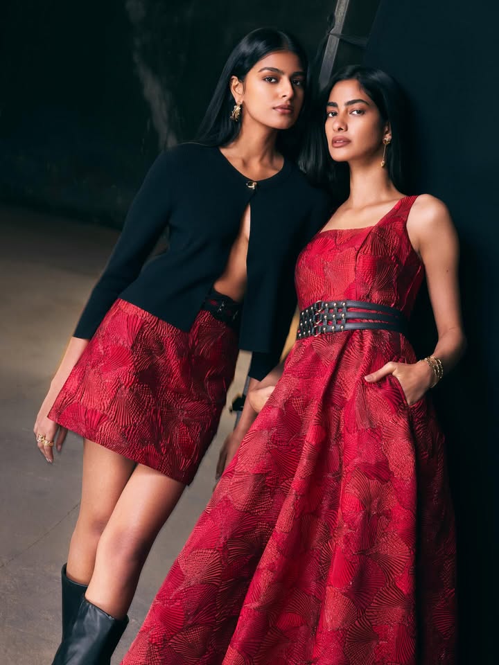 Introducing Summer Knit Couture Spring Summer 26 Textured scarlet separates, cinched and styled for a striking evening pr...