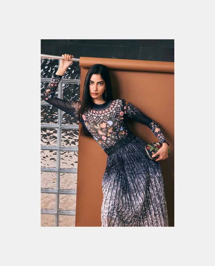 Moody florals and fluid pleats. The Eleanor Pleated Skirt is an autumn wardrobe favourite in the making