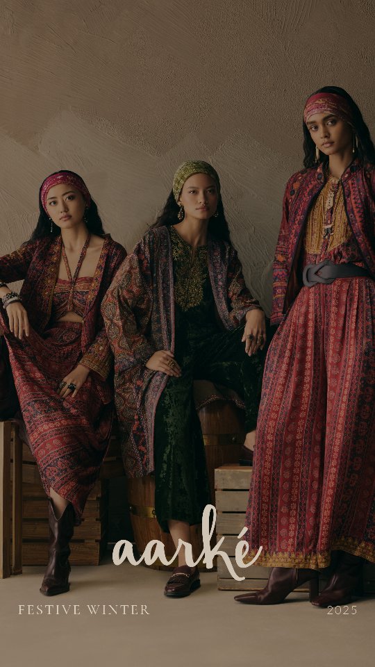 Where heritage textures meet modern silhouettes Aarke Festive Winter 25. Live now in stores and at aarke.ritukumar