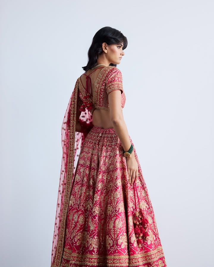 Sunlit vows, scarlet silks, a quiet shimmer of gold. Summer 25 from Ritu Kumar Couture is live now, online and in store