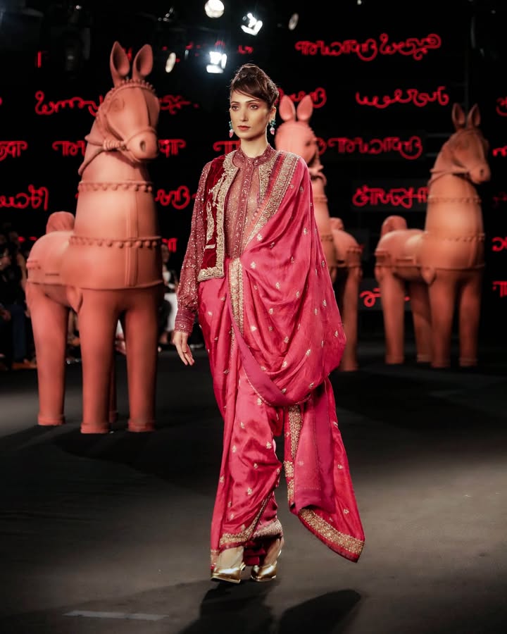 Brocade Jamawar, featured here, is a beautiful representation of Indian textile art, incorporating a labyrinth of paisleys i...