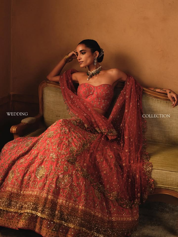 Ritu Kumar Wedding Collection Red Avishikta Lehenga Set An ode to the timeless beauty of Chintz florals, the Red Avishikta...