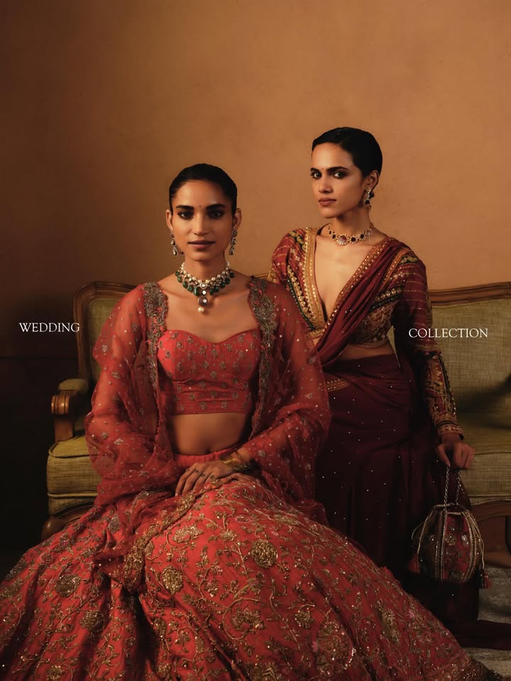 Ritu Kumar Wedding Collection Red Avishikta Lehenga Set An ode to the timeless beauty of Chintz florals, the Red Avishikta...