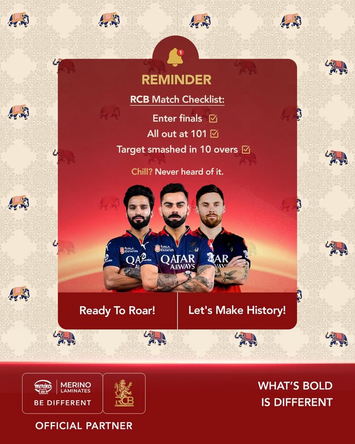 Congrats RCB for making it to the finals Bold moves, bolder spirit