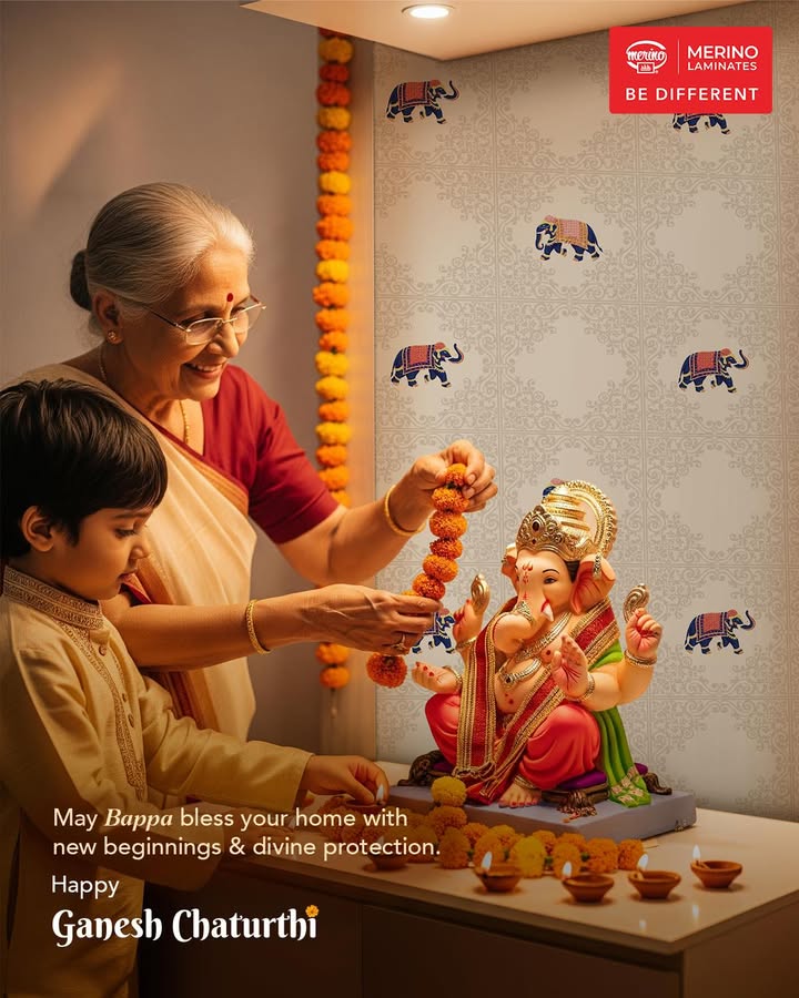 Welcome Bappa in style with Merino laminates featuring designs inspired by Indias rich cultural heritage