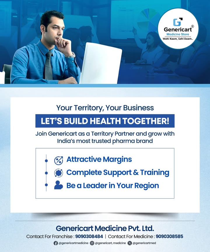 Your Territory, Your Business Lets Build Health Together Partner with Genericart, Indias most trusted pharma brand, an...