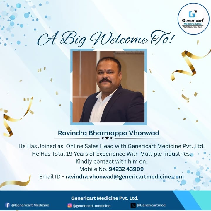  Welcoming New Energy to Team Genericart We are beyond excited to introduce Ravindra Bharmappa Vhonwad as o...