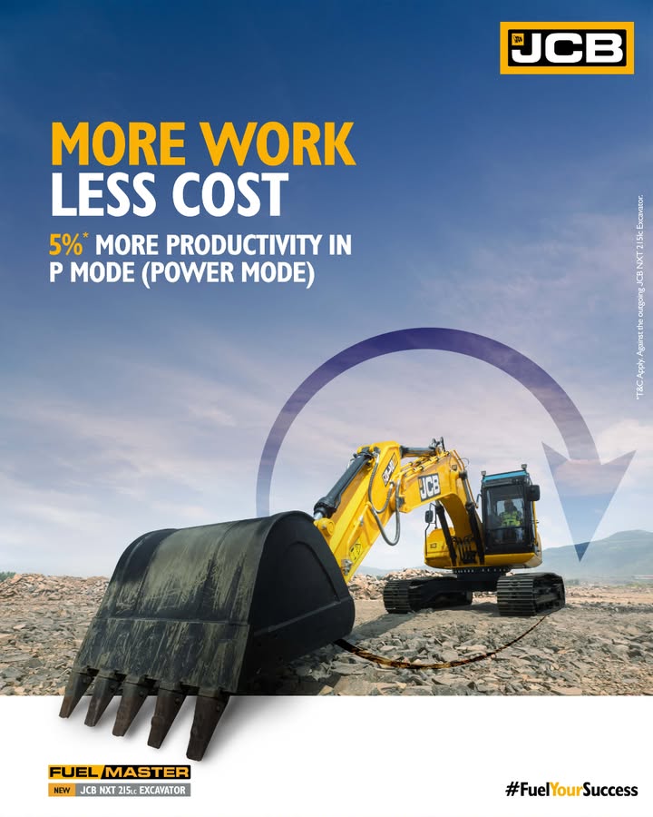 More work, less cost. Boost productivity and reduce fuel costs with the JCB NXT 215Lc Fuel Master Excavator. For more information, call 18001037386 or visit https www.jcb More work, less cost. Boost productivity and reduce fuel costs with the JCB NXT 215Lc Fuel Master Excavator