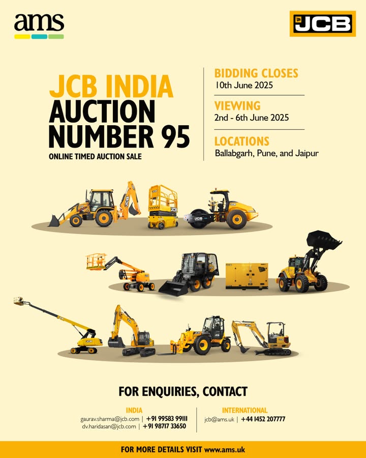 Get ready for JCB India Auction No. 95 a golden opportunity to own trusted JCB machines at unbeatable prices