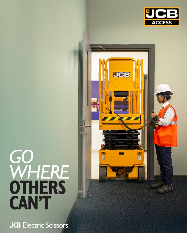 The controller cradle design of JCB Electric Scissors enables off machine operation, making it perfect for navigating narrow doorways and compact work zones with ease. For more information, call 18001037386 or visit https www.jcb The controller cradle design of JCB Electric Scissors enables off machine operation, making it perfect for navigating narrow...