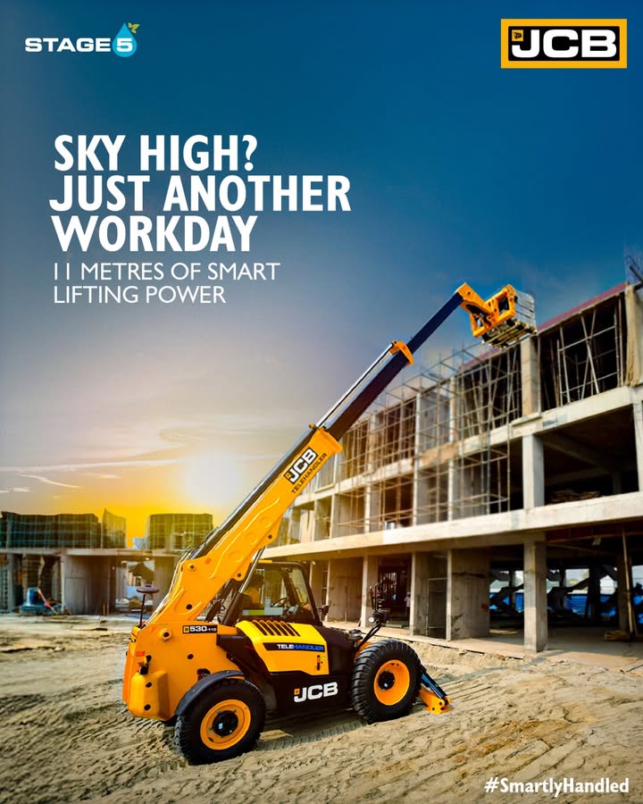 Engineered for elevated efficiency, the Stage 5 JCB Telehandler lifts heavy loads to new heights, with effortless power, uncompromised safety, and smart stability in every move. For more information, call 18001037386 or visit https www.jcb Engineered for elevated efficiency, the Stage 5 JCB Telehandler lifts heavy loads to new heights, with effortless power, unc...