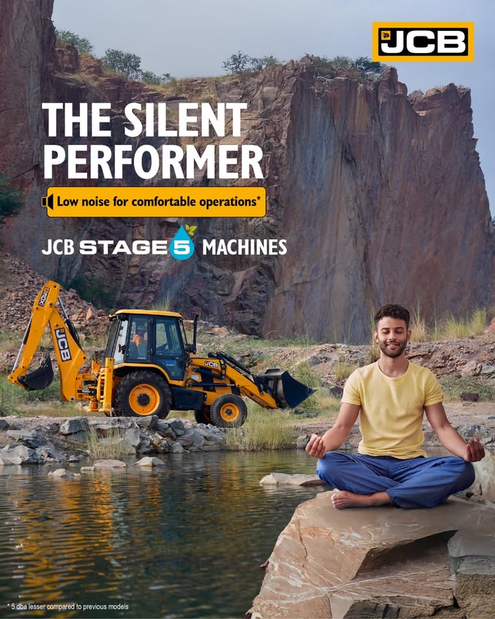 Less noise, more performance JCB Stage 5 machines work smoothly and quietly, delivering efficiency without disruption. For more information, call 18001037386 or visit https www.jcb Less noise, more performance JCB Stage 5 machines work smoothly and quietly, delivering efficiency without disruption
