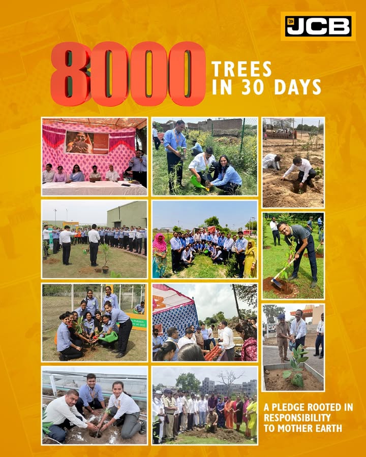 8000 Trees in 30 days A pledge rooted in responsibility to Mother Earth At JCB India, we believe that caring for the earth is not just a corporate responsibility, but a shared duty 8000 Trees in 30 days A pledge rooted in responsibility to Mother Earth At JCB India, we believe that caring for the earth ...