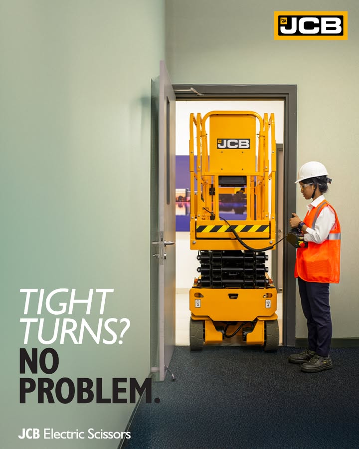 The controller cradle design of JCB Electric Scissors enables off machine operation, making it perfect for navigating narrow doorways and compact work zones with ease. For more information, call 18001037386 or visit https www.jcb The controller cradle design of JCB Electric Scissors enables off machine operation, making it perfect for navigating narrow...
