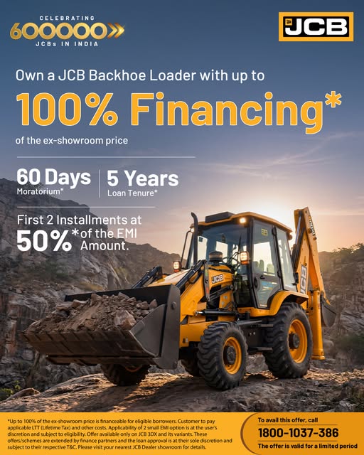 Owning a JCB Backhoe Loader is now easier than ever Get a JCB Backhoe Loader with up to 100 Financing on the ex showroom ...