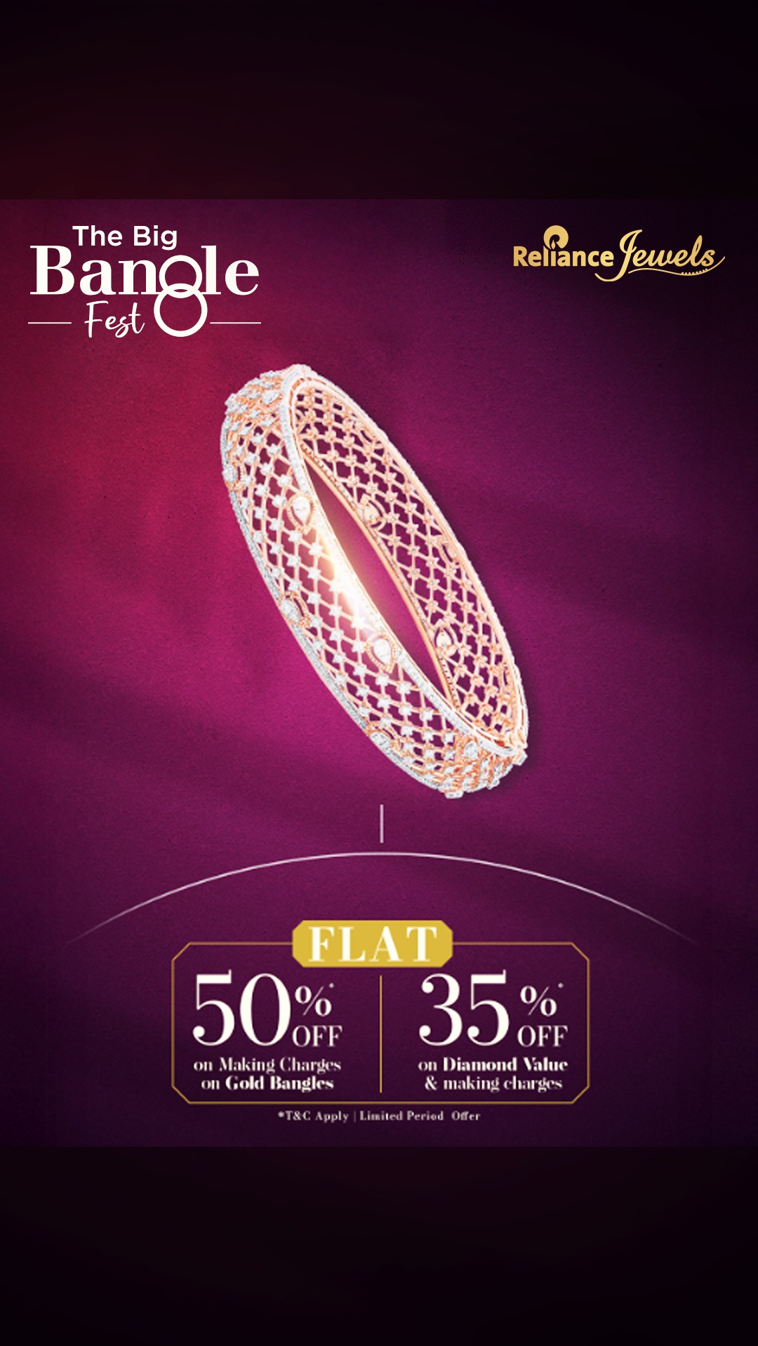 Bangles shine brighter and hearts beat happier when the offer is this good This month, shine more with the Big Bangle Fest...