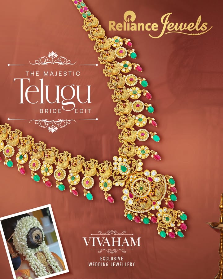 With the elegance beauty of South Indian goldwork, the Telugu bride embodies timeless splendour