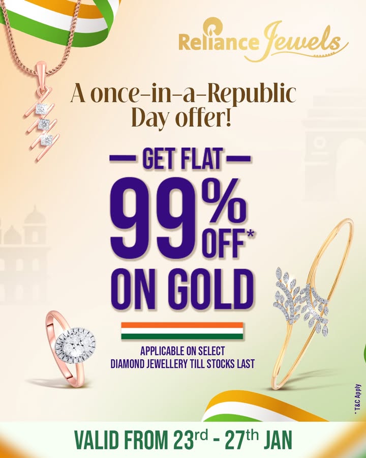 This Republic Day, claim your sparkle Shop your favourite diamond jewellery and pay only for the diamond value and making...