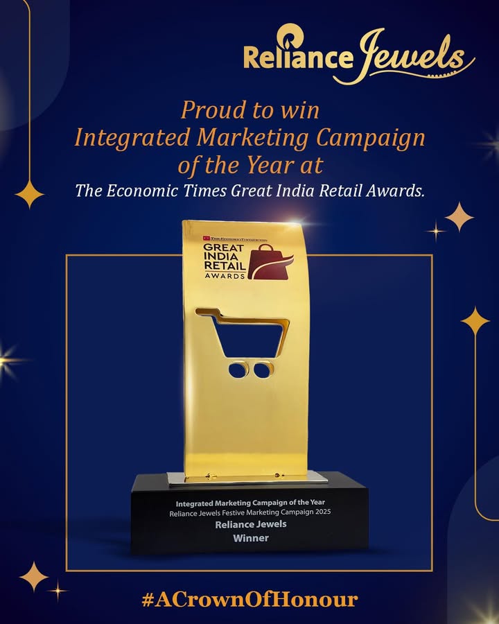 We are pleased to announce that Reliance Jewels has been honoured with the Integrated Marketing Campaign of the Year award...