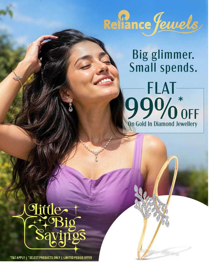Shine bright and save big with our incredible offer Get FLAT 99 OFF on gold value of diamond jewellery