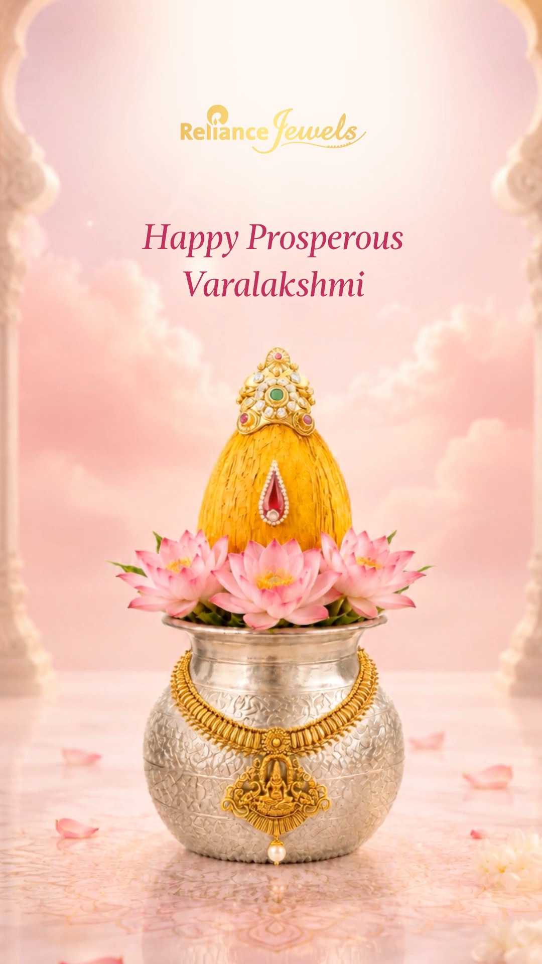 Welcoming prosperity, blessings and abundance. Wishing you a blessed Varalakshmi Vratam from Reliance Jewels