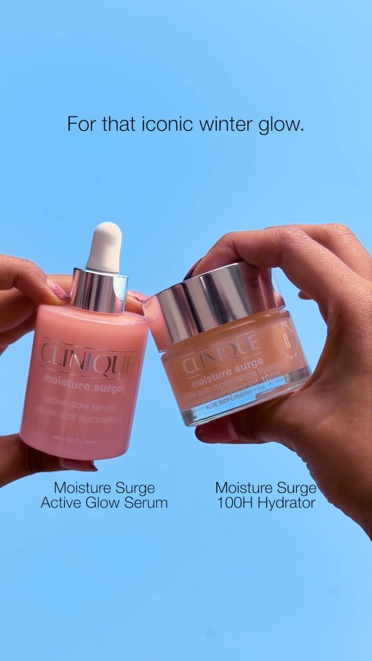 Your pink prescription for the winter blues Step 1 Moisture Surge Active Glow Serum powered by 5 lac...