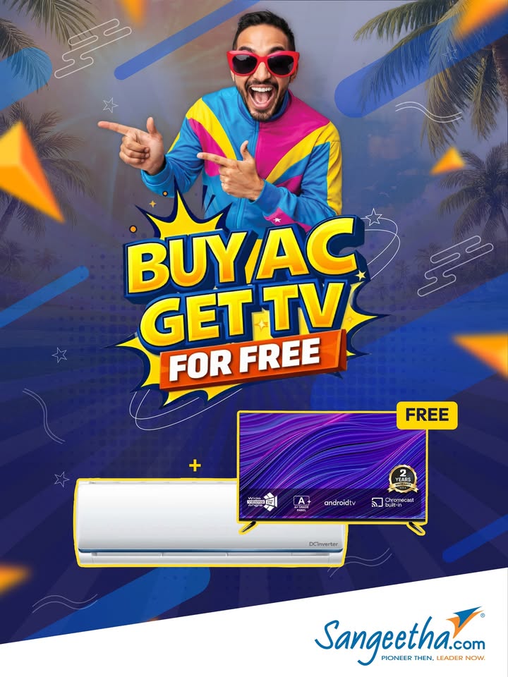 Buy an AC and get a TV for free at Sangeetha Gadgets. For more details, check out Sangeetha