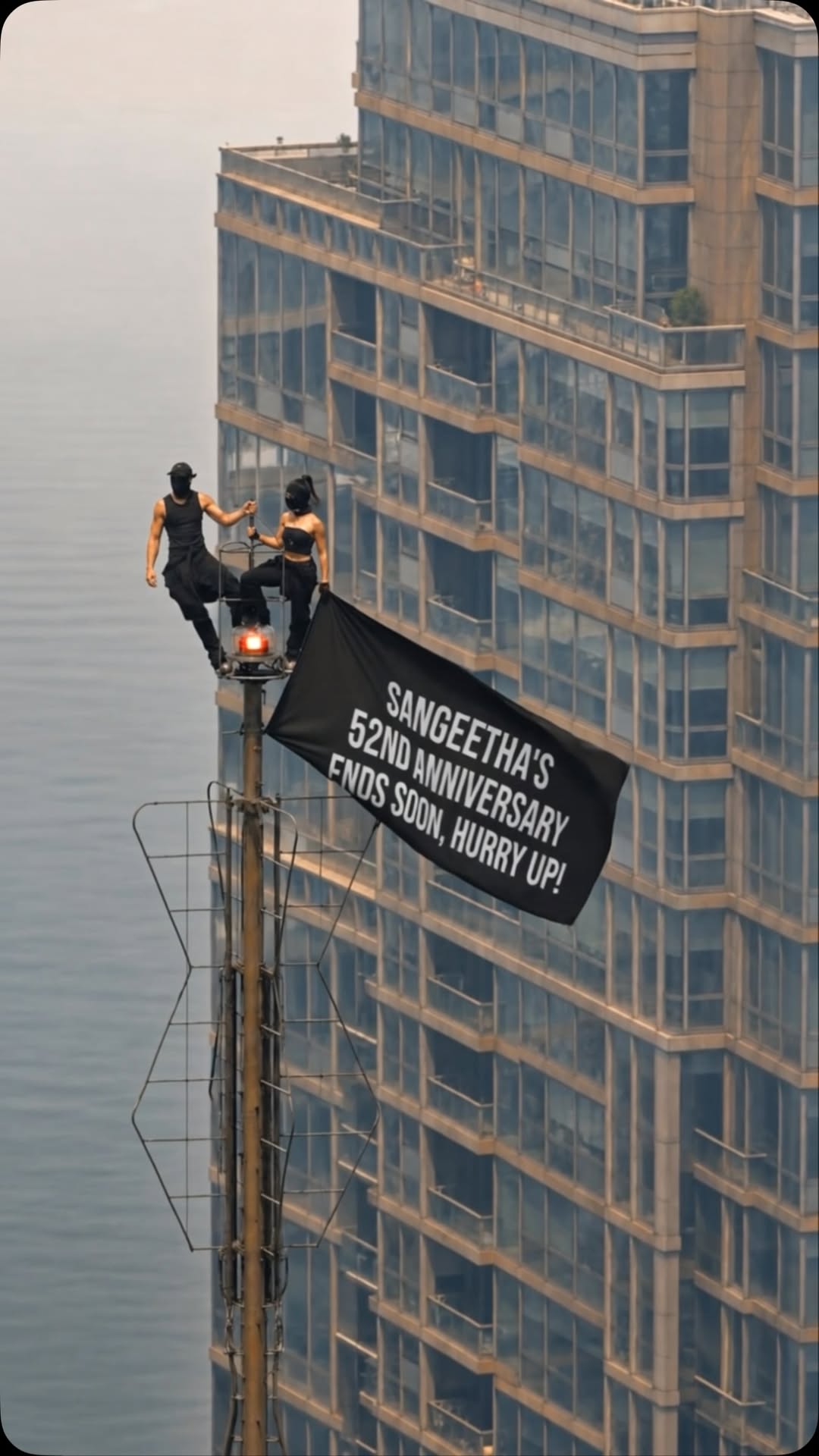 Above the city. Above the noise. One message Hurry up. 