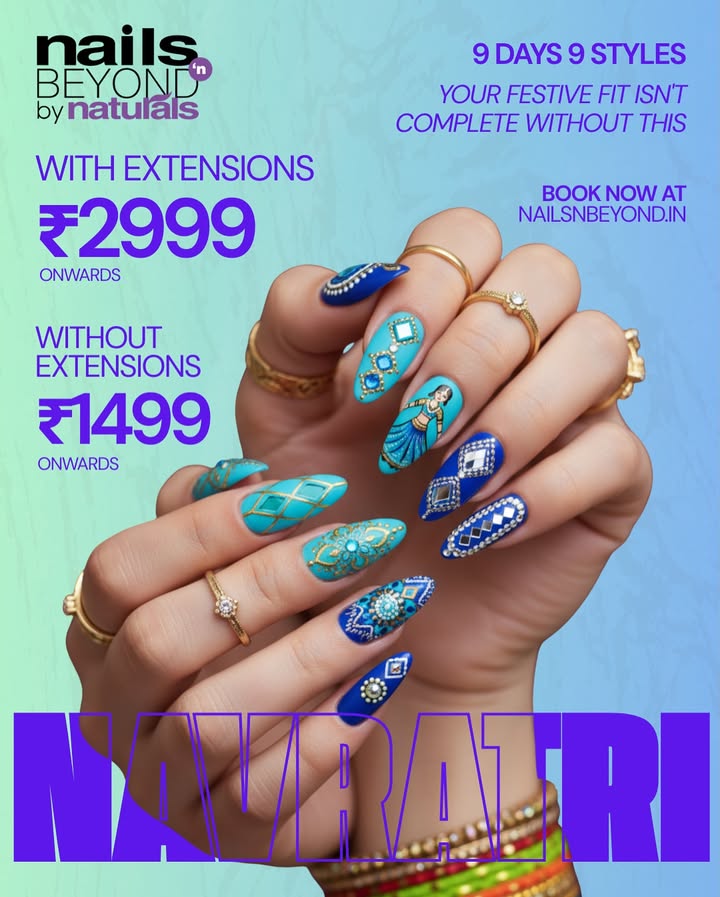 Nine nights, nine colors, one perfect set of nails Celebrate Navaratri with nails that match your festive vibe NailsNBey...