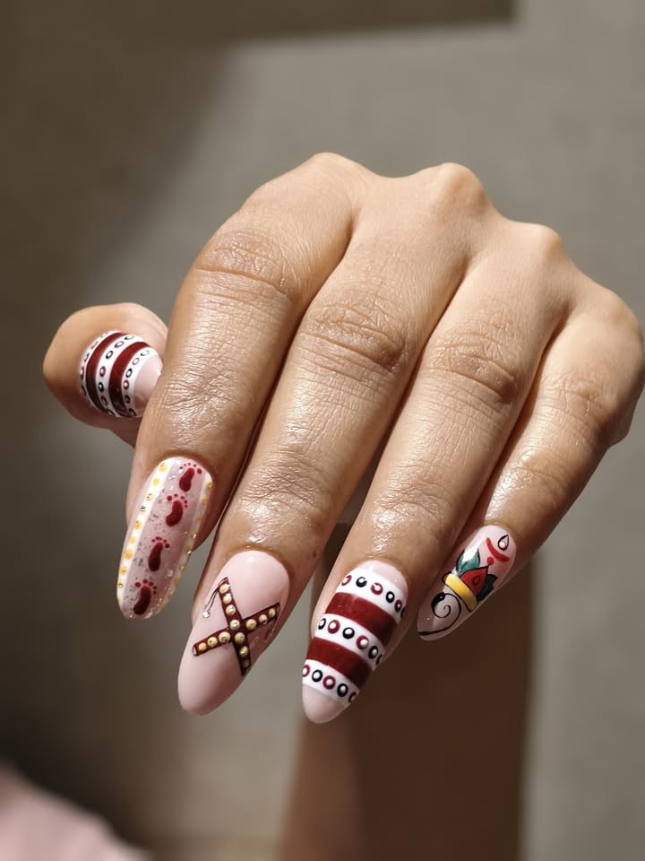 Navratri nail art from Nexus vijya mall vadaplani nails