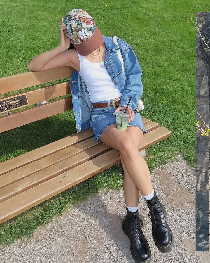 Sun kissed skin, a denim skirt, and days made to chill.