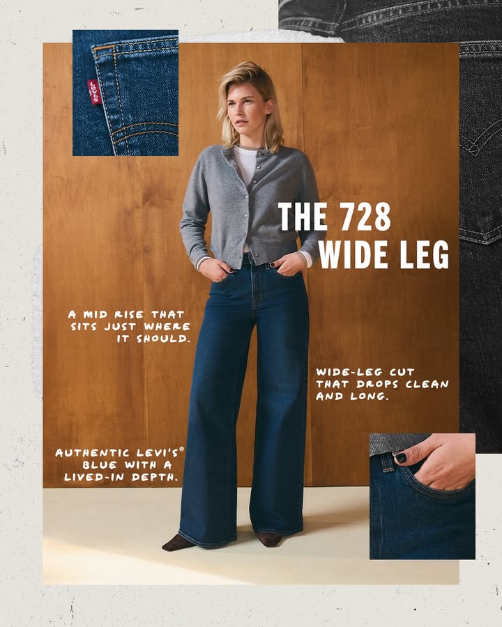 A little room, a lot of length. Thats the 728 Wide Leg.