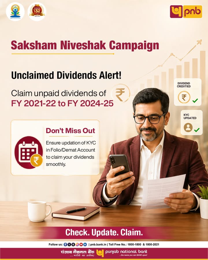 Dont miss out the unclaimed dividends Check unclaimed dividends at https pnb.bank.in list of unclaimed dividend