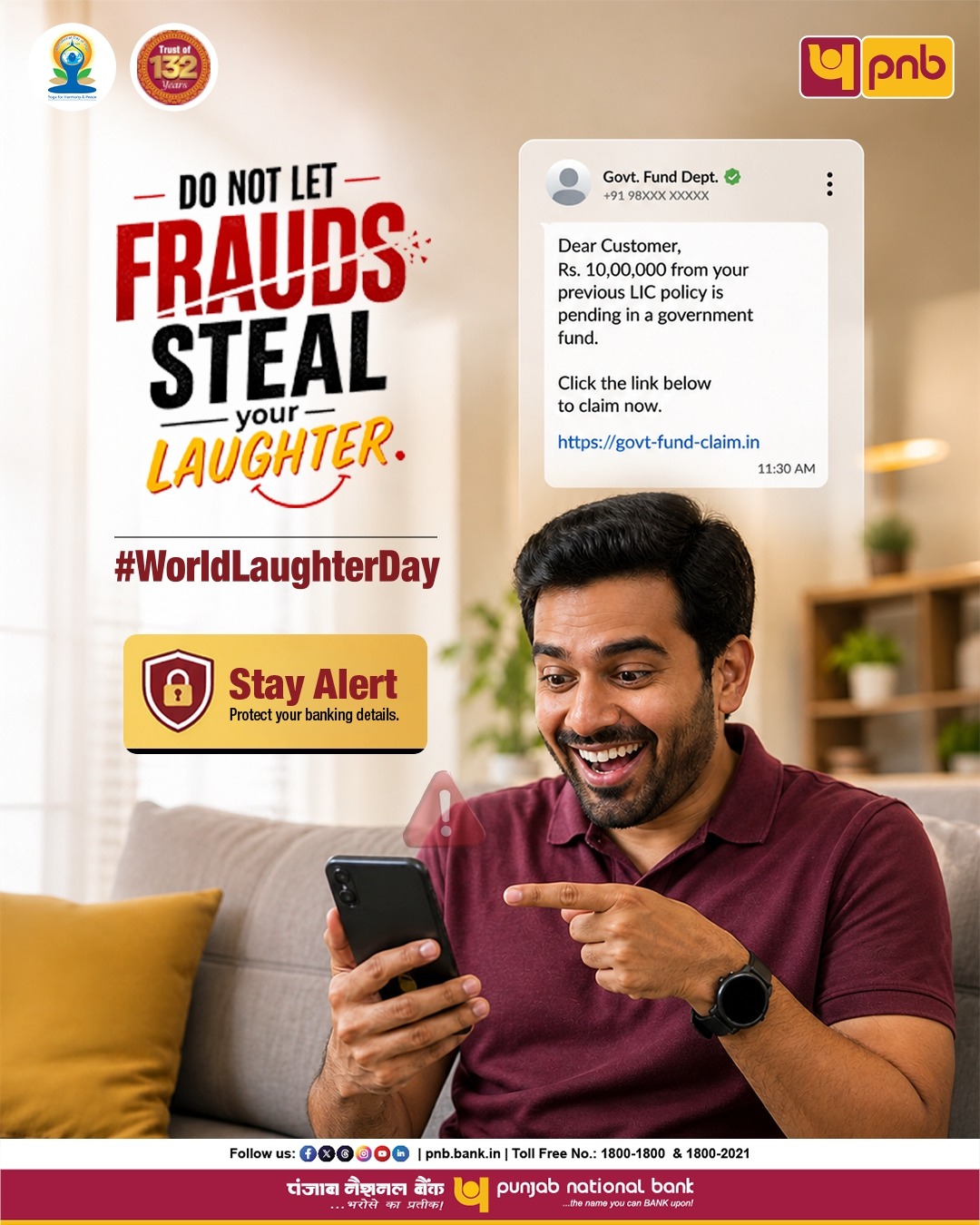 This World Laughter Day, do not let a cyber fraud take your smile away. Not every message that makes you smile is real