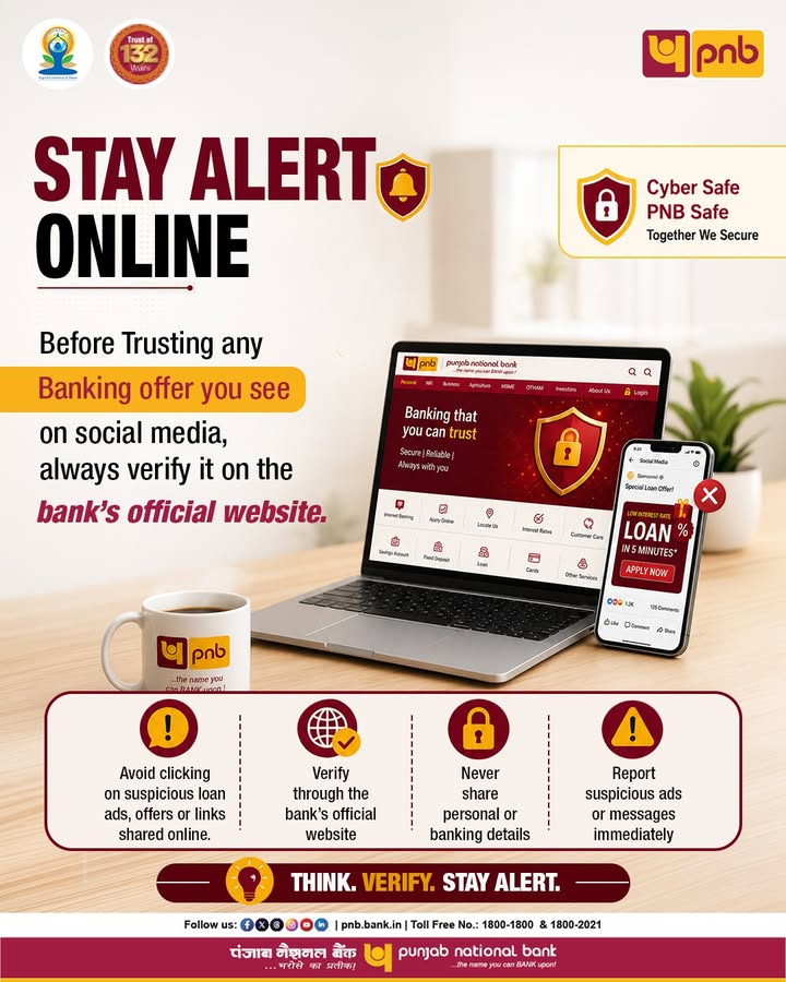 Before responding to any banking related promotion, message, or link shared online, verify through official channels and nev...