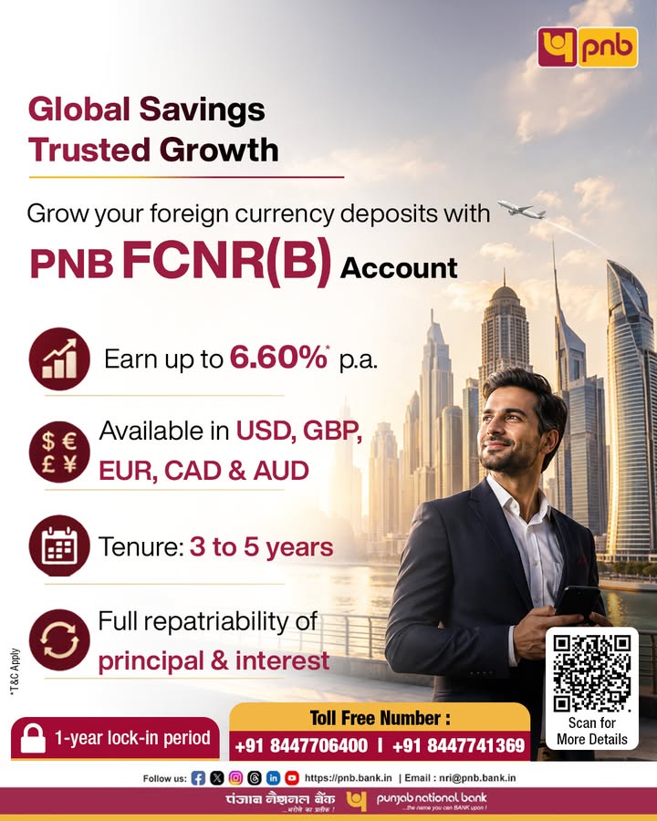 Make the most of the attractive interest rate offerings with PNB FCNR B Account. Visit https pnb.bank.in FCNR B account