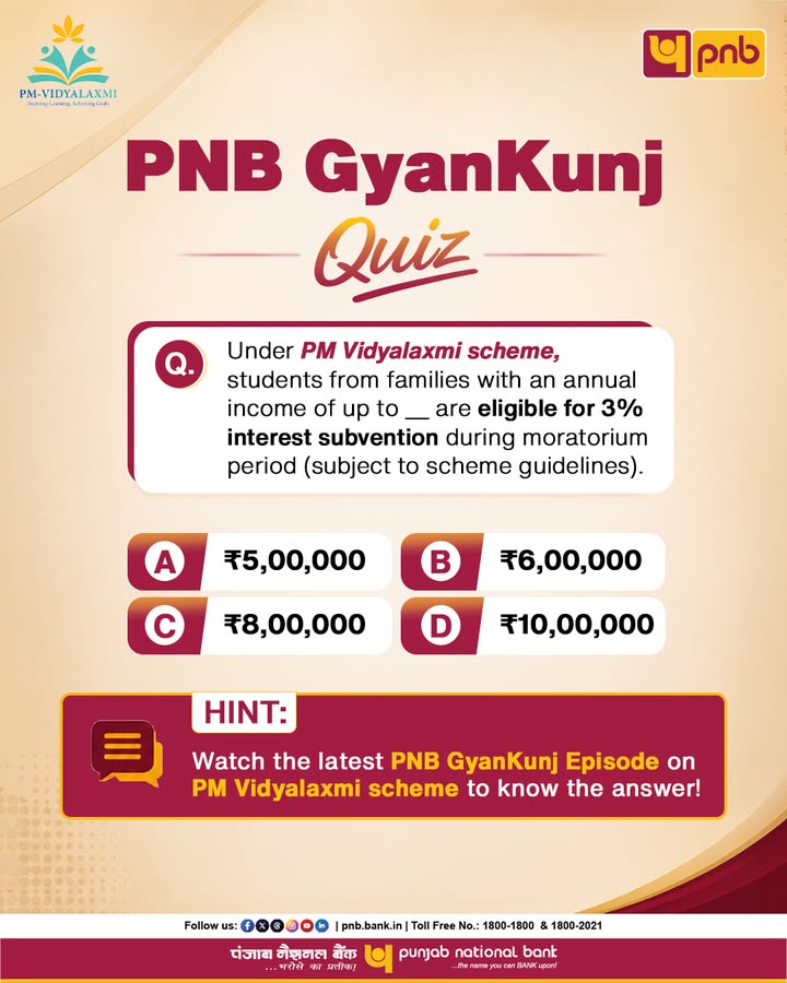 How well do you know the PM Vidyalaxmi Scheme Drop your answer in the comments below Need a hint Watch PNB GyanKunj Ep...