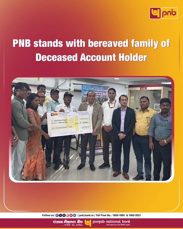 PNB extended an insurance claim of 50 Lakh to Sh. Kunal K. Shipte, Nominee of Late Kiran J
